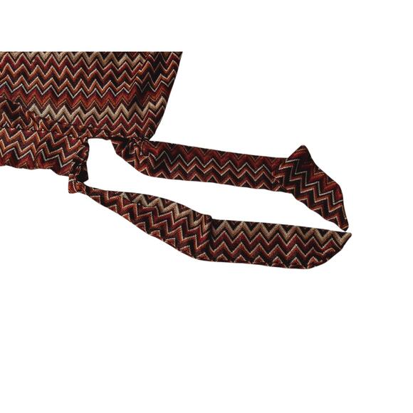 WORTHINGTON Chevron Zig Zag Top Blouse Large Brown Tones Neutral Artsy Career - Picture 7 of 10